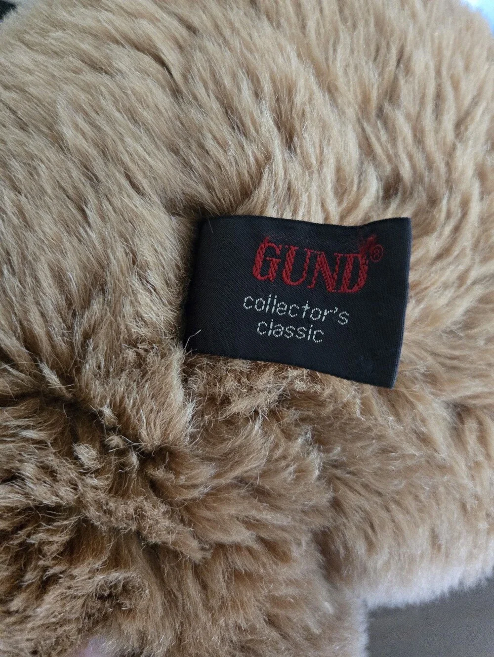 Large 1990 Gund Tommy Tummy Collector's Classic Brown Teddy Bear Vintage Rare
